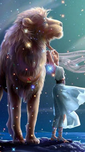 Big Lion & Girl Diamond Painting - diamond-painting-bliss.myshopify.com