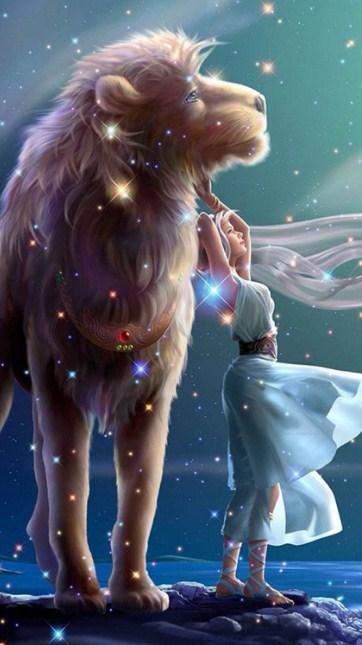 Big Lion & Girl Diamond Painting - diamond-painting-bliss.myshopify.com