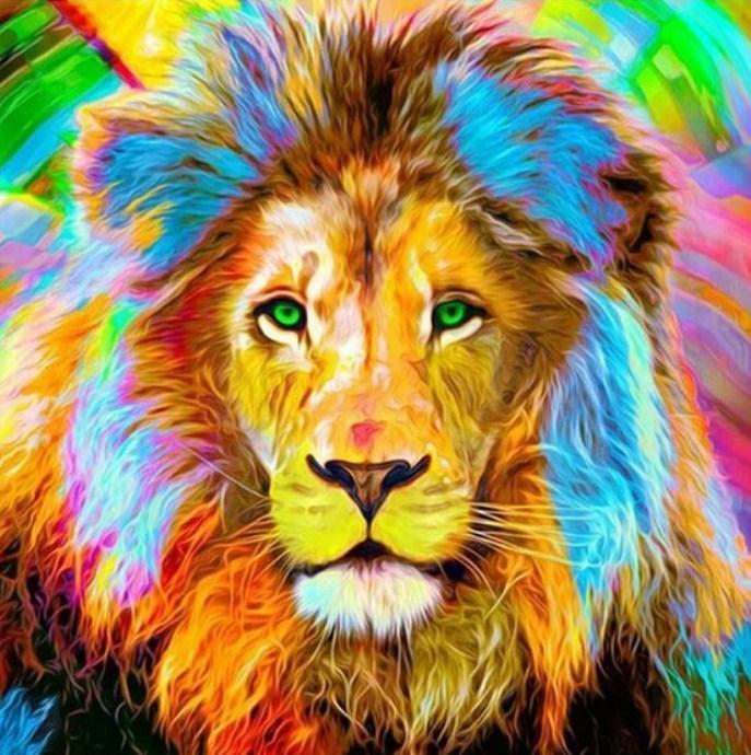 Big Lion with Colorful Hair - diamond-painting-bliss.myshopify.com