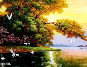 Birds Flying on the Lake - diamond-painting-bliss.myshopify.com