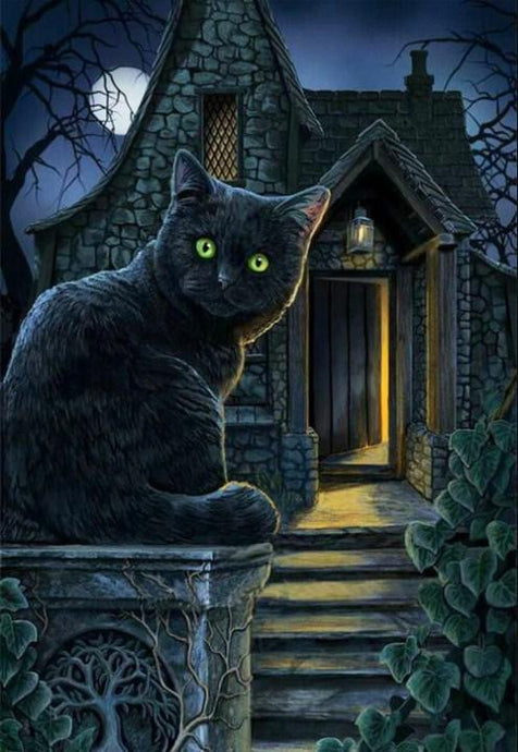 Black Cat with Green Eyes by Lisa Parker - diamond-painting-bliss.myshopify.com