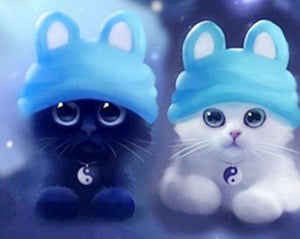 Black & White Cartoon Cats - diamond-painting-bliss.myshopify.com