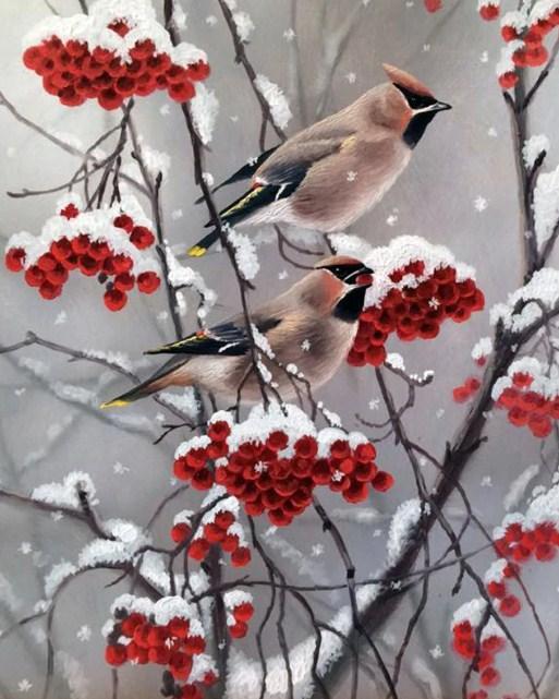 Bohemian waxwing Diamond Painting Kit - diamond-painting-bliss.myshopify.com