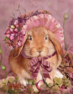 Bunny with Floral Hat - diamond-painting-bliss.myshopify.com