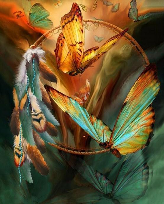 Butterfly Dream Catcher - Diamond Painting Kit - diamond-painting-bliss.myshopify.com