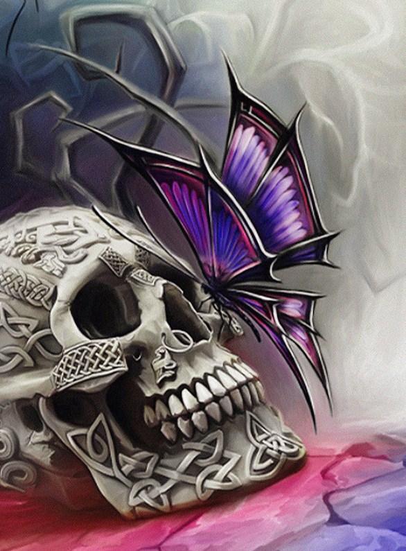 Butterfly & Skull Diamond Painting - diamond-painting-bliss.myshopify.com