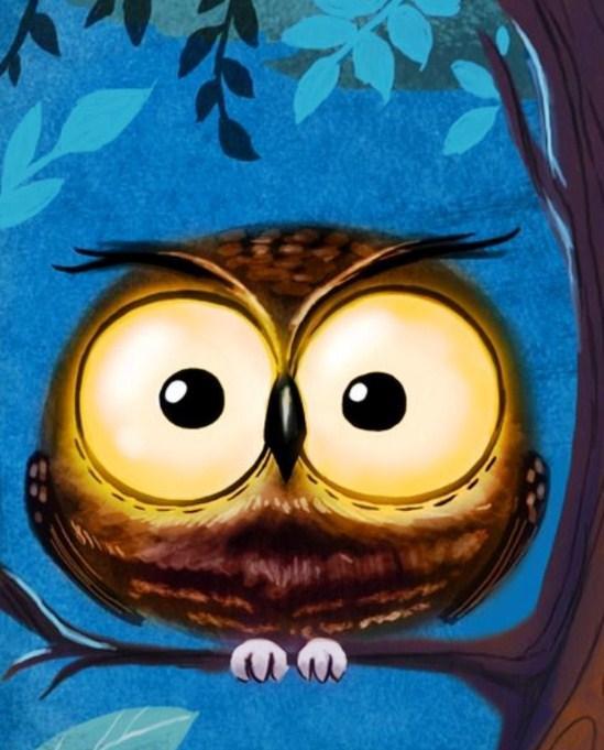 cute cartoon owls with big eyes