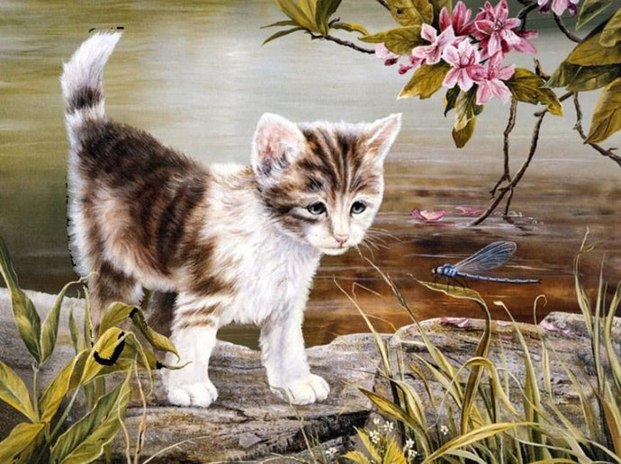 Cat & Dragon Fly Diamond Painting - diamond-painting-bliss.myshopify.com