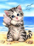 Cat on the Beach Painting Kit - diamond-painting-bliss.myshopify.com