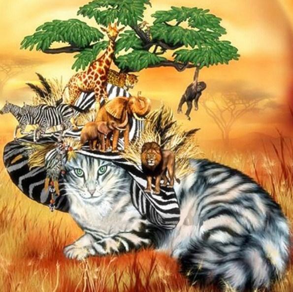 Cat in a Safari Hat - diamond-painting-bliss.myshopify.com