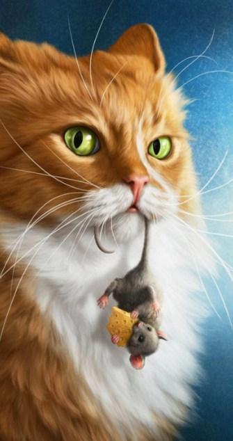 Cat with Mouse in its Mouth - diamond-painting-bliss.myshopify.com