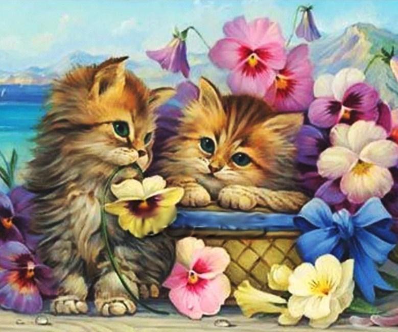 Cats & Colorful Flowers - diamond-painting-bliss.myshopify.com