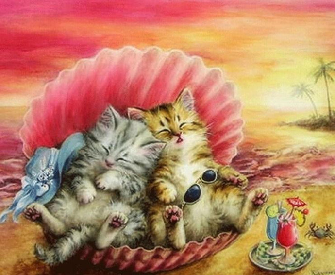 Cats on Beach - diamond-painting-bliss.myshopify.com
