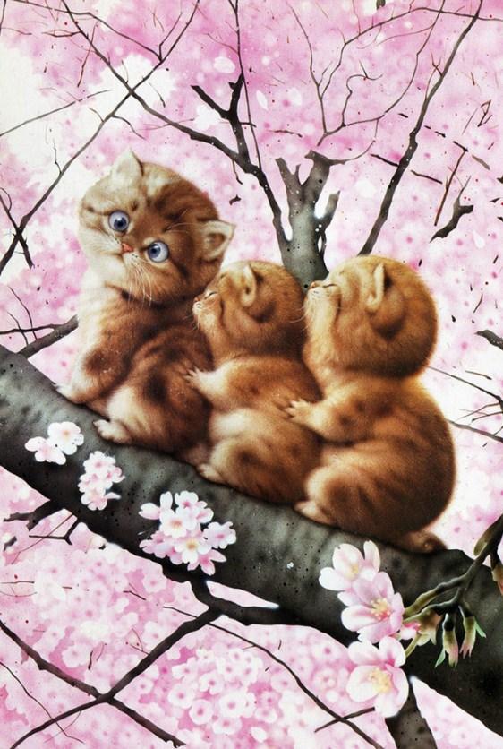 Cats on Cherry Tree - diamond-painting-bliss.myshopify.com