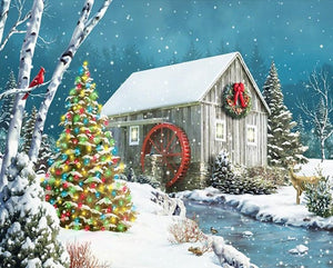Christmas Tree & Winter Cabin - diamond-painting-bliss.myshopify.com