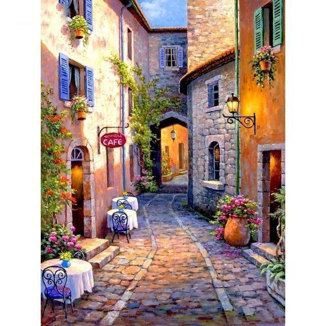 Cobblestone Street Diamond Painting - diamond-painting-bliss.myshopify.com