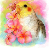 Cockatiel Parrot & Flowers - diamond-painting-bliss.myshopify.com