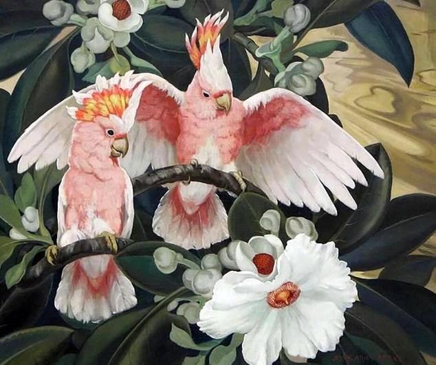 Cockatiel Parrots & Flowers - diamond-painting-bliss.myshopify.com