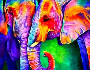 Colorful Elephant Pair - diamond-painting-bliss.myshopify.com