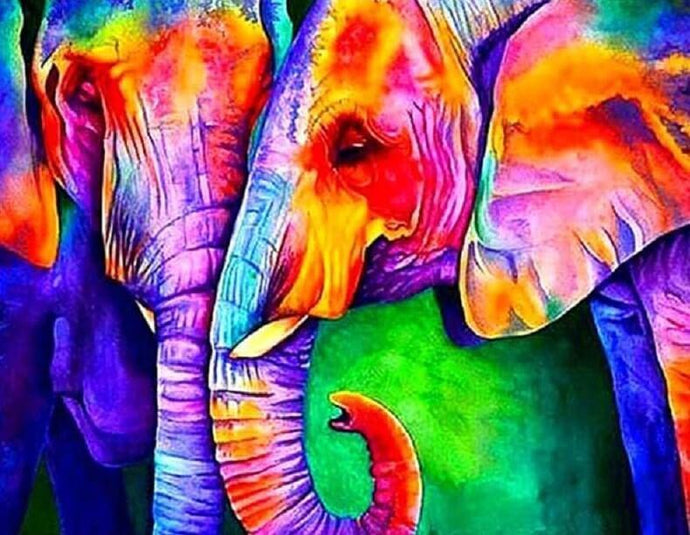 Colorful Elephant Pair - diamond-painting-bliss.myshopify.com