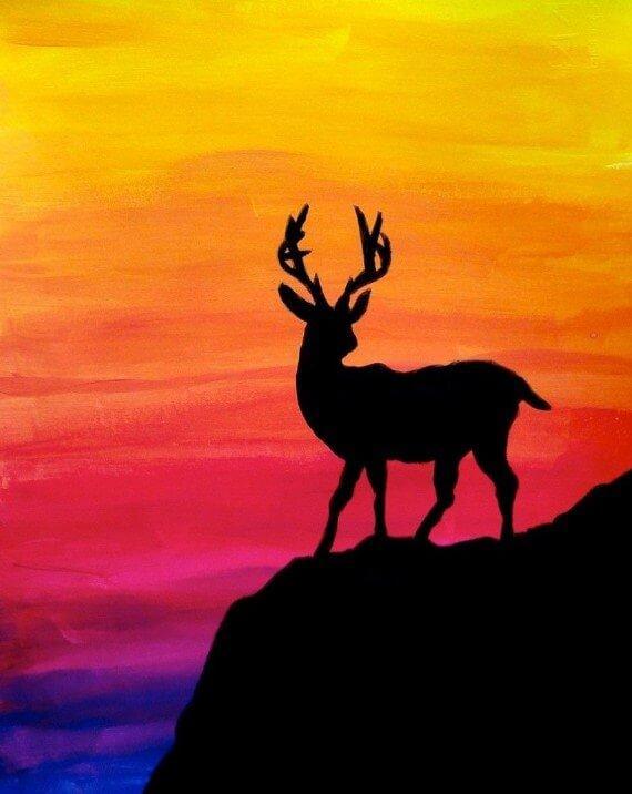 Colorful Sky & Deer Painting - diamond-painting-bliss.myshopify.com