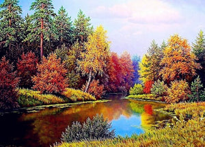 Colorful Trees by the Lake - diamond-painting-bliss.myshopify.com