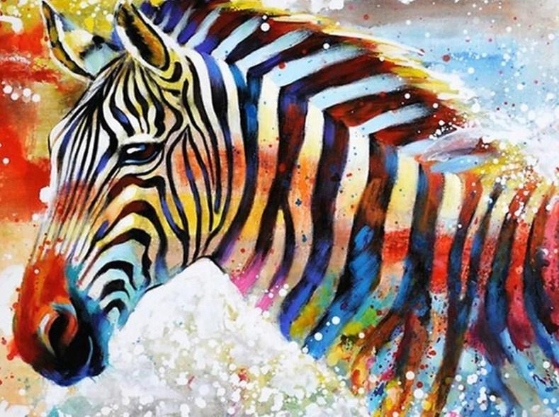 Colorful Zebra - Paint with Diamonds - diamond-painting-bliss.myshopify.com