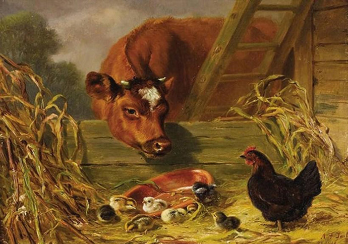 Cow & Chickens at the Farm - diamond-painting-bliss.myshopify.com
