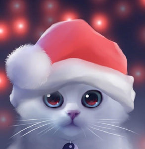 Cute Cat with Christmas Hat - diamond-painting-bliss.myshopify.com