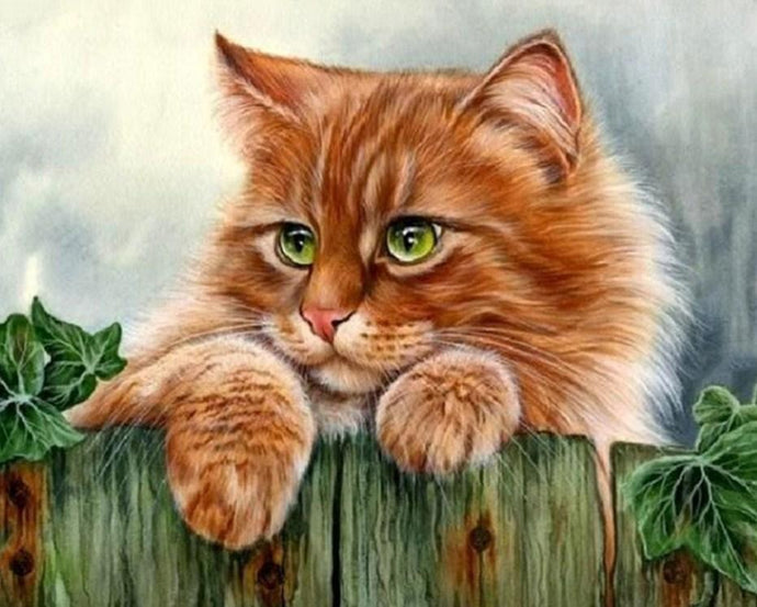 Cute Ginger Cat with Green Eyes - diamond-painting-bliss.myshopify.com