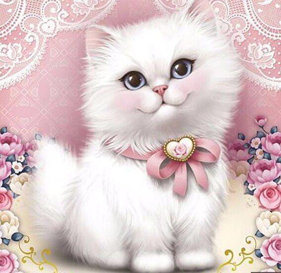 Cutie White Kitty - diamond-painting-bliss.myshopify.com