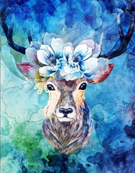 Deer Floral Art - diamond-painting-bliss.myshopify.com