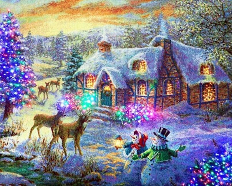 Deer on Christmas - Paint by Diamonds - diamond-painting-bliss.myshopify.com