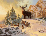 Deer on Snowy Mountains Diamond Painting - diamond-painting-bliss.myshopify.com