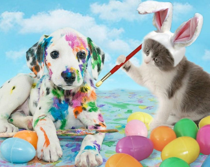 Dog & Cat Celebrating Easter - diamond-painting-bliss.myshopify.com