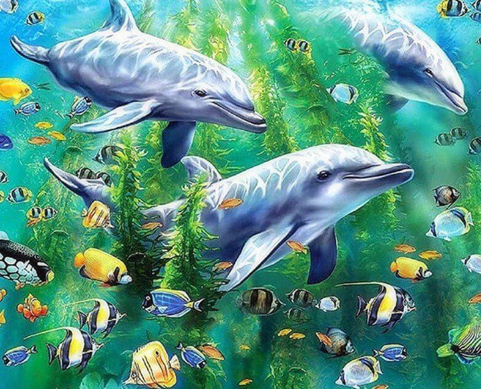 Dolphins DIY Diamond Painting Kit - diamond-painting-bliss.myshopify.com