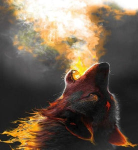 Dragon Wolf Blowing Fire - diamond-painting-bliss.myshopify.com