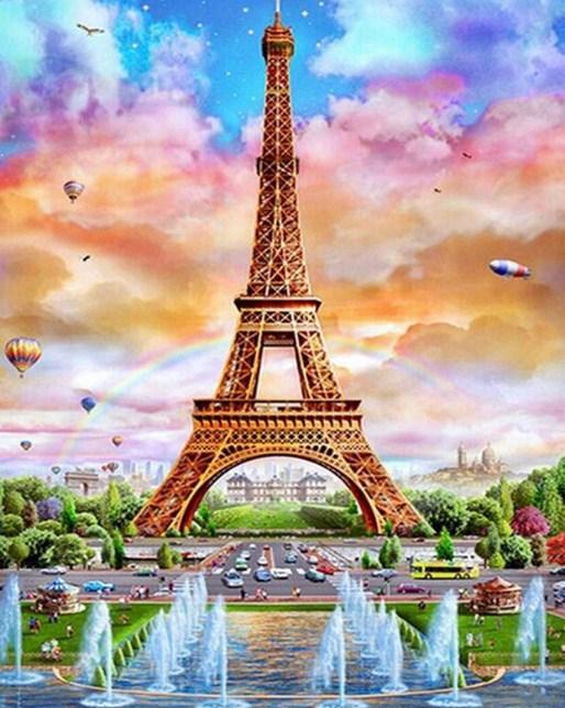 Eiffel Tower & Water Fountains - diamond-painting-bliss.myshopify.com