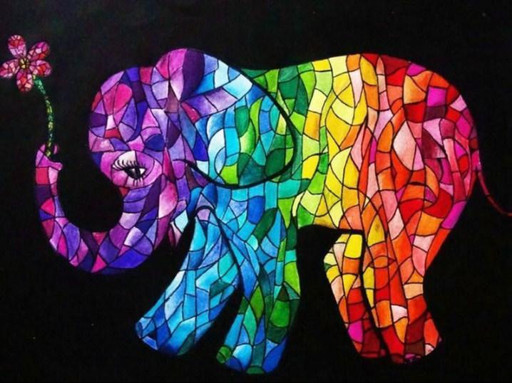Elephant Art Stained Glass Diamond Painting - diamond-painting-bliss.myshopify.com