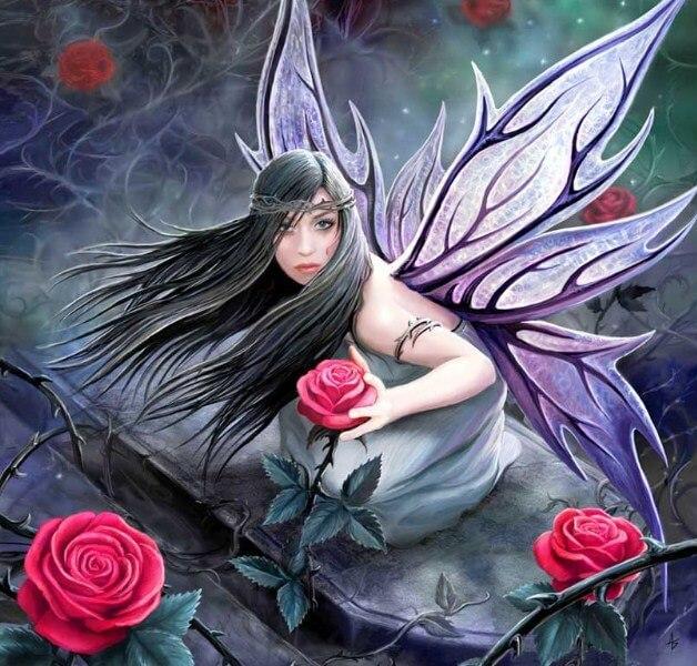 Fairy Picking up Roses - diamond-painting-bliss.myshopify.com