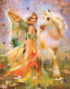 Fantasy Fairy with Her Unicorn - diamond-painting-bliss.myshopify.com