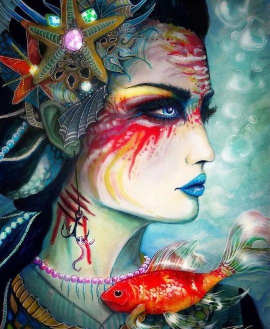 Fish And Flower Head Woman Art - diamond-painting-bliss.myshopify.com