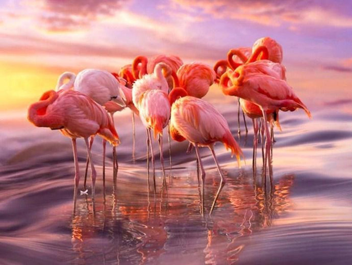 Flamingos Group - Paint by Diamonds - diamond-painting-bliss.myshopify.com