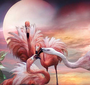 Flamingos Kiss- Paint by Diamonds - diamond-painting-bliss.myshopify.com