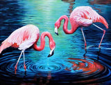 Flamingos Pair in Water - diamond-painting-bliss.myshopify.com