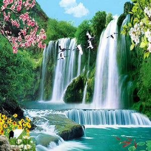 Flying Birds & Amazing Waterfall - diamond-painting-bliss.myshopify.com