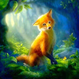 Fox in the Forest under Raining - diamond-painting-bliss.myshopify.com