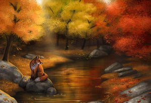 Fox Sitting in an Autumn Forest - diamond-painting-bliss.myshopify.com