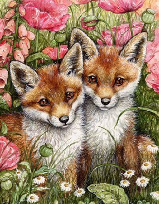 Foxes & Flowers - diamond-painting-bliss.myshopify.com
