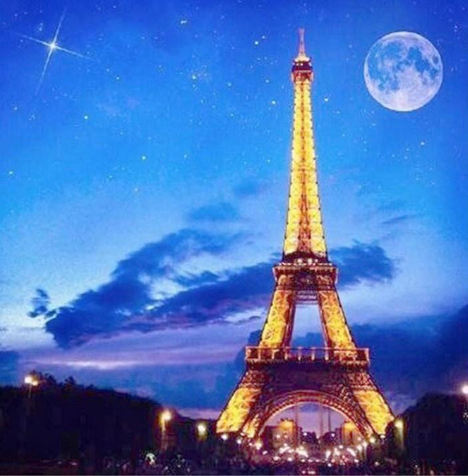 Full Moon & Eiffel Tower View - diamond-painting-bliss.myshopify.com